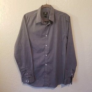 H&M Men's Slim Fit Black Button Down Dress Shirt Size Large